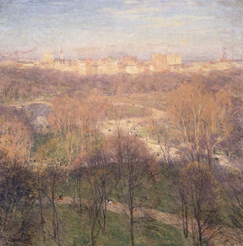 Early Spring Afternoon,Central Park, Metcalf, Willard Leroy